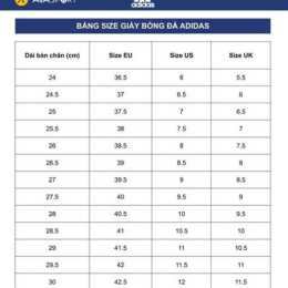 bảng size giày đá bóng