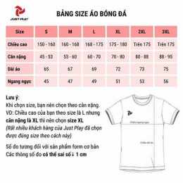 bảng size quần áo bóng đá