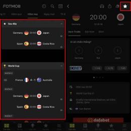 giao diện app bóng đá tỷ số world cup