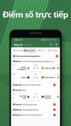 giao diện app cập nhật kq bóng đá