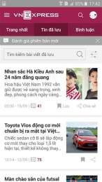 giao diện app vnexpress bóng đá