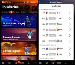 giao diện app xem trực tiếp bóng đá trực tuyến