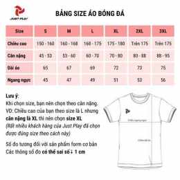 hướng dẫn sử dụng bảng size quần áo bóng đá