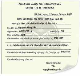 hướng dẫn sử dụng viết đơn xin tham gia câu lạc bộ đá bóng