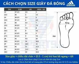 tính năng nổi bật bảng size giày đá bóng adidas