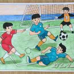 vẽ tranh đá bóng đơn giản